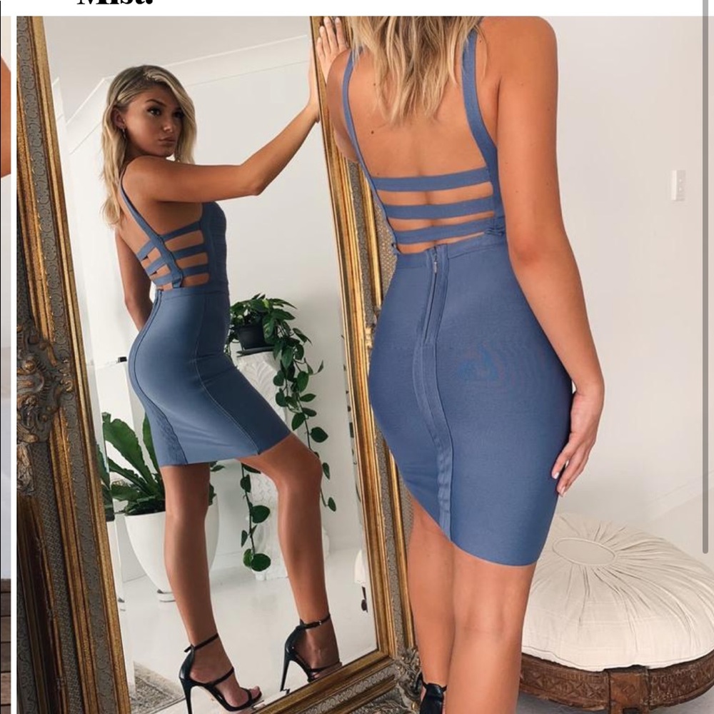 Tiger Mist Blue Strappy Mini Dress